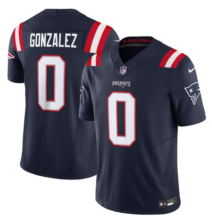 Men's New England Patriots #0 Christian Gonzalez Navy 2025 F.U.S.E. Vapor Limited Stitched Football Jersey